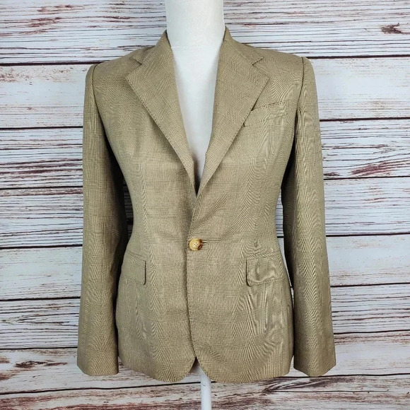 Ralph Lauren Black Label Womens Sz 4 Houndstooth One-Button Blazer Jacket #164 - Picture 11 of 12